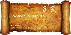 Barabás Béla névjegykártya